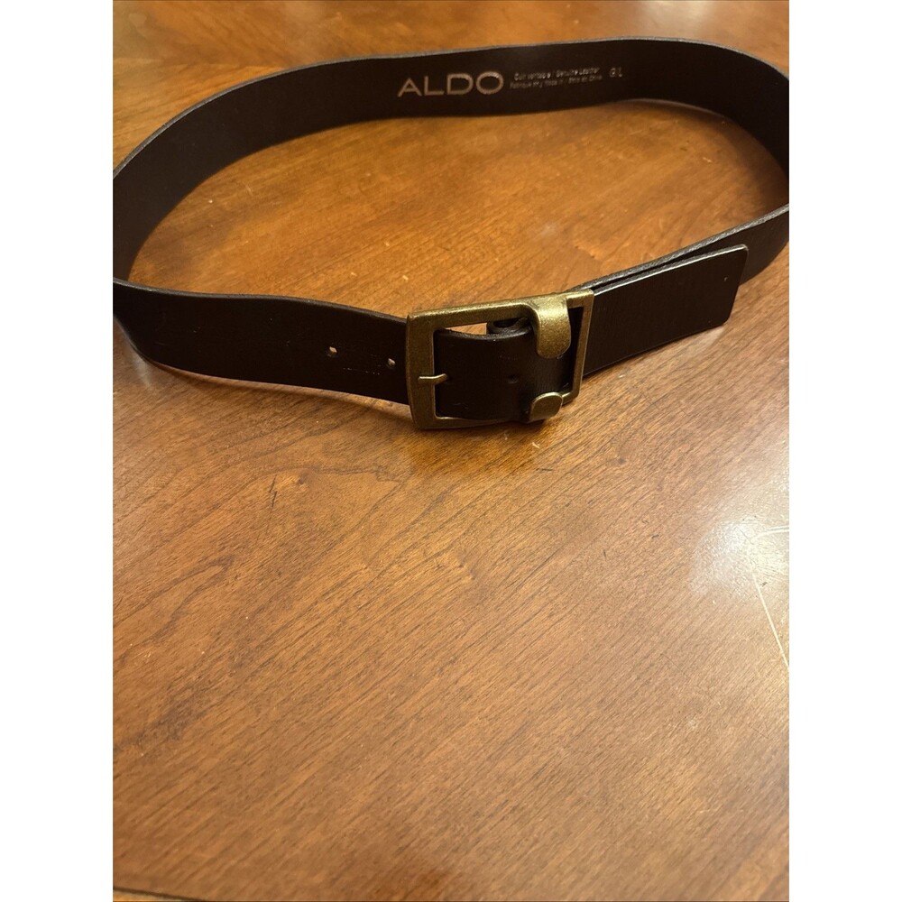 Aldo Mens Belt Square Brass Buckle Size G/L